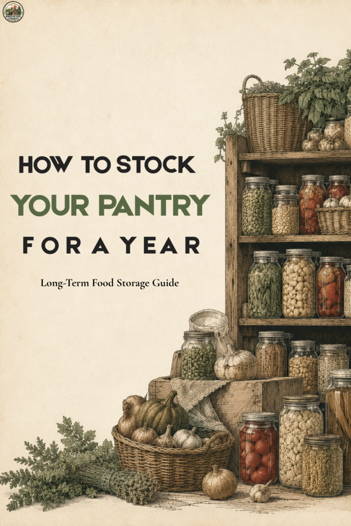 Well-stocked pantry for long-term food storage